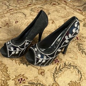 Beaded black heels